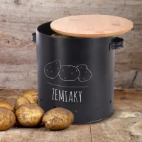 Dóza 22,5cm plech/bambus Black na zemiaky