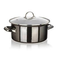BANQUET smaltovaný hrniec METALLIC Black 22 cm, 3,75 l, s pokrievkou