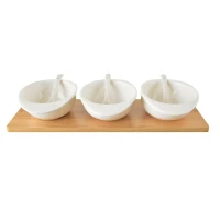 Miska servírovacia sada porcelán/bambus Whiteline 4dielna