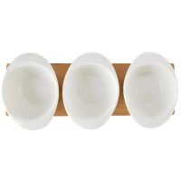 Miska servírovacia sada porcelán/bambus Whiteline 4dielna