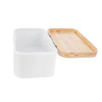 Chlebník 30x19,5x14,5cm plech/bambus