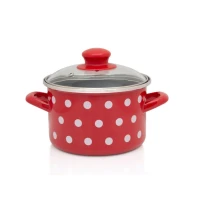 Hrniec s pokrievkou 22cm/5,3L biele bodky