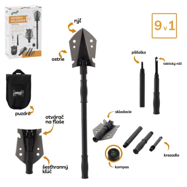 Lopatka multifunkčná skladacia 20,5-70cm 9v1 Lopatka multifunkčná skladacia 20,5-70cm 9v1