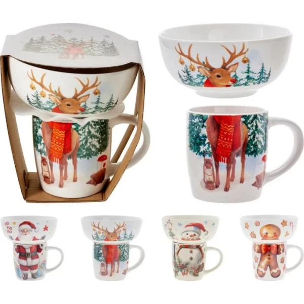 Hrnček s miskou vianočný porcelán 360ml Hrnček s miskou vianočný porcelán 360ml