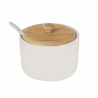 Cukornička porcelán/drevo+lyžička WHITELINE širšia