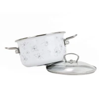 Smaltovaný hrniec BELIS PREMIUM biely, ø 18 cm – 2,2 l, so sklenenou pokrievkou