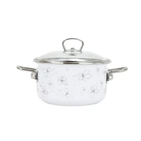 Smaltovaný hrniec BELIS PREMIUM biely, ø 18 cm – 2,2 l, so sklenenou pokrievkou