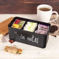 Dóza na čaj 20,3x10,3x9cm plech/bambus Black