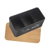 Dóza na čaj 20,3x10,3x9cm plech/bambus Black