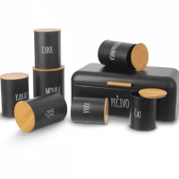 Chlebník 42x24x16,5cm plech/bambus