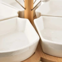 Miska servírovacia sada porcelán/bambus s napichovátkami