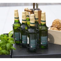 Stojan na pivové fľaše kov/drevo