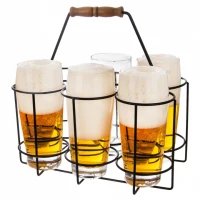 Stojan na pivové fľaše kov/drevo